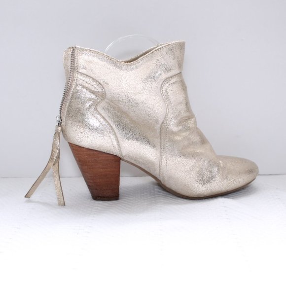 Report Martin Gold Metallic Leather Ankle Boots 8 - Picture 10 of 16